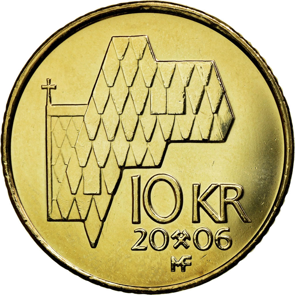 Coin, Norway, Harald V, 10 Kroner, 2006, MS(63), Nickel-brass, KM:457