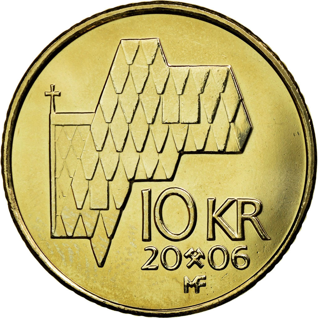 Coin, Norway, Harald V, 10 Kroner, 2006, MS(63), Nickel-brass, KM:457