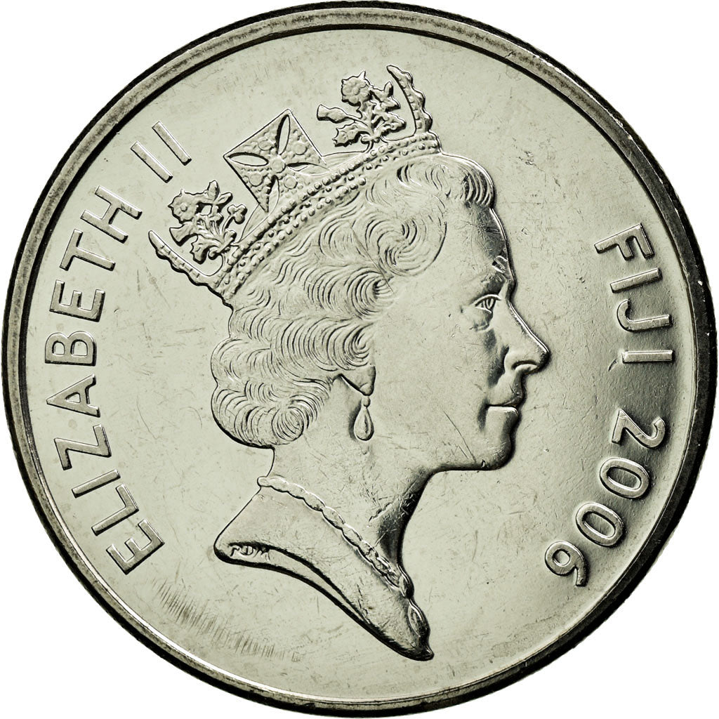 Coin, Fiji, Elizabeth II, 20 Cents, 2006, AU(55-58), Nickel plated steel, KM:53a
