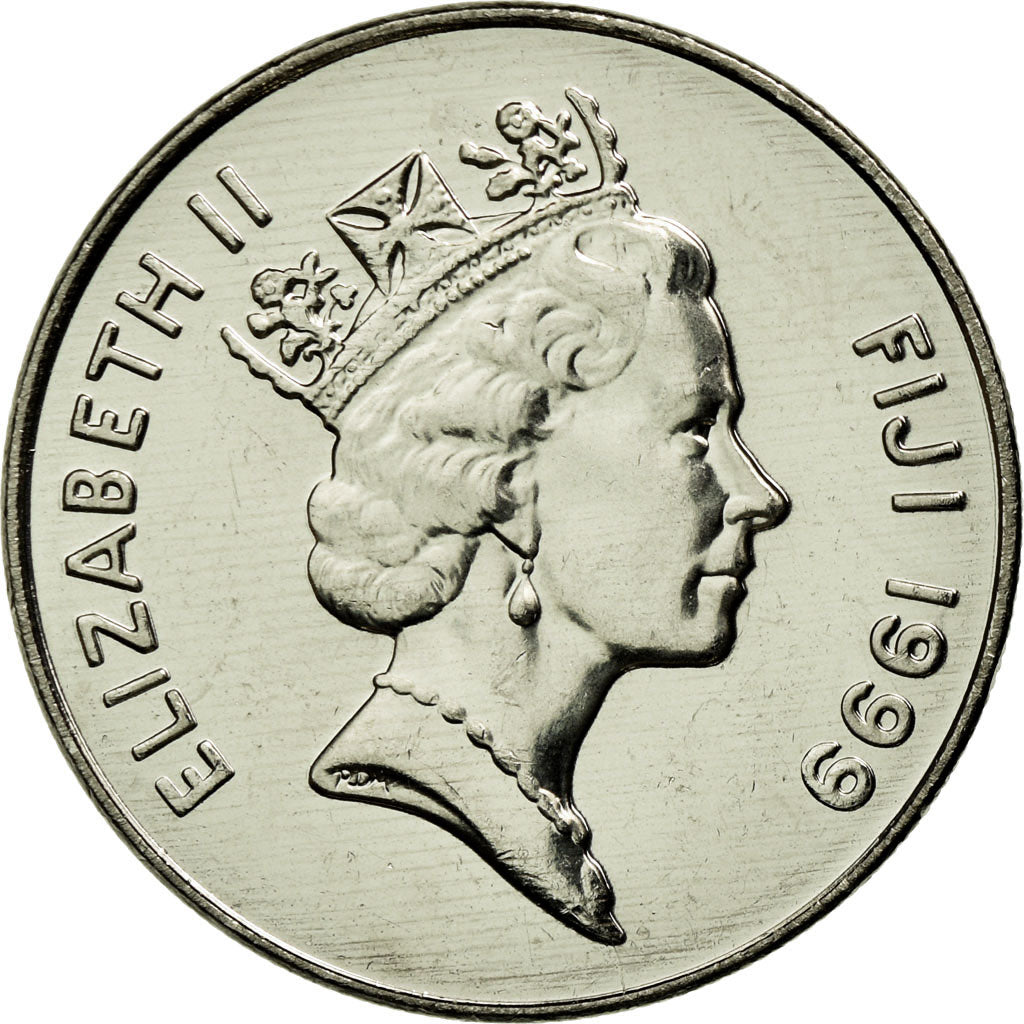 Coin, Fiji, Elizabeth II, 10 Cents, 1999, MS(63), Nickel plated steel, KM:52a