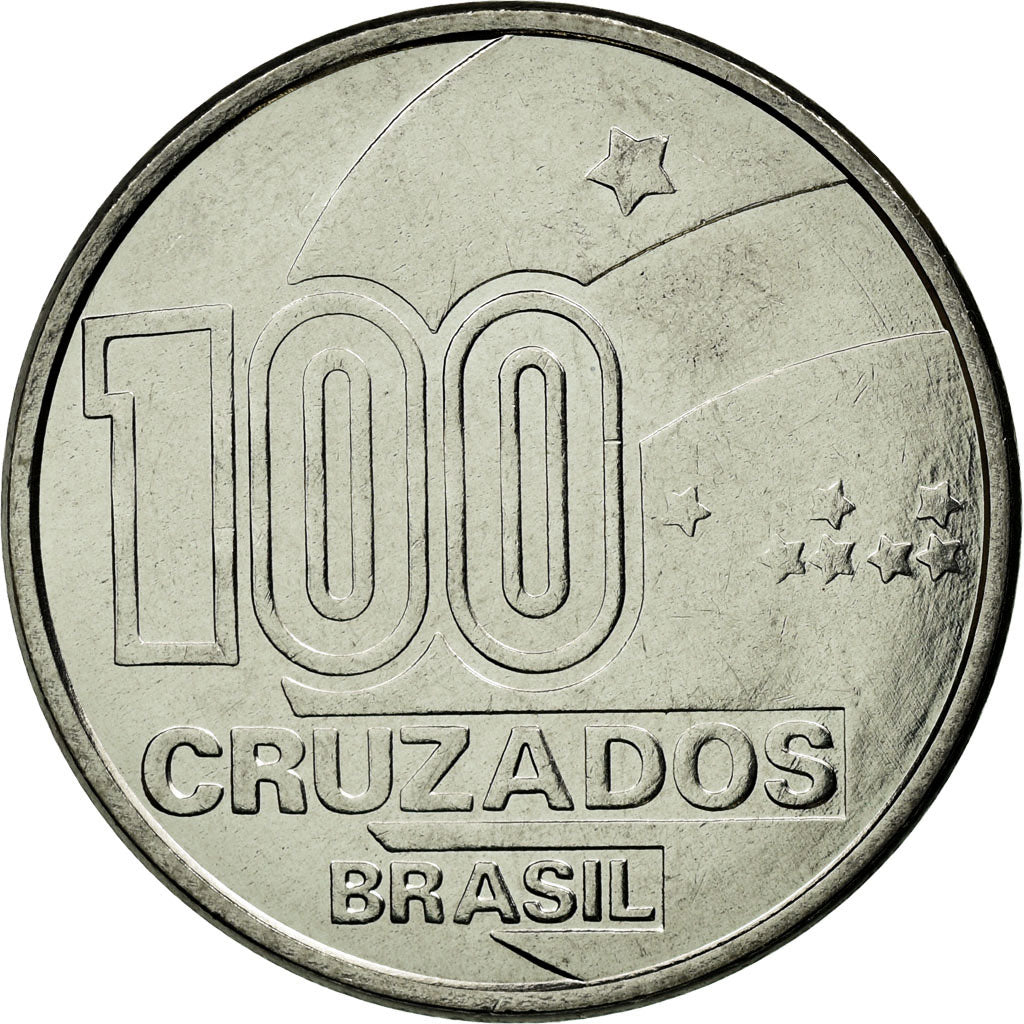 Coin, Brazil, Abolition of Slavery Centennial - Male, 100 Cruzados, 1988