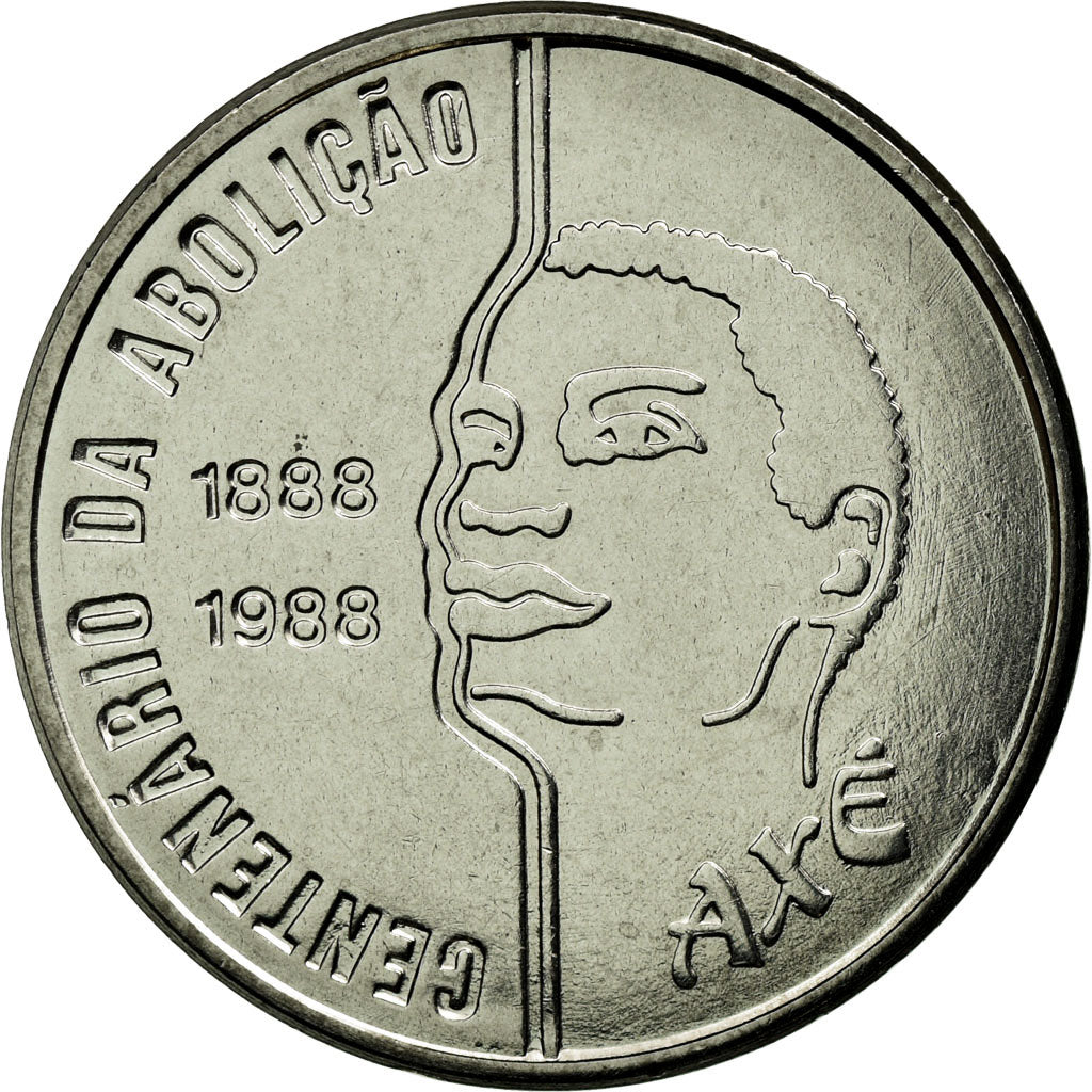Munten, Brazilië, Abolition of Slavery Centennial - Male, 100 Cruzados, 1988