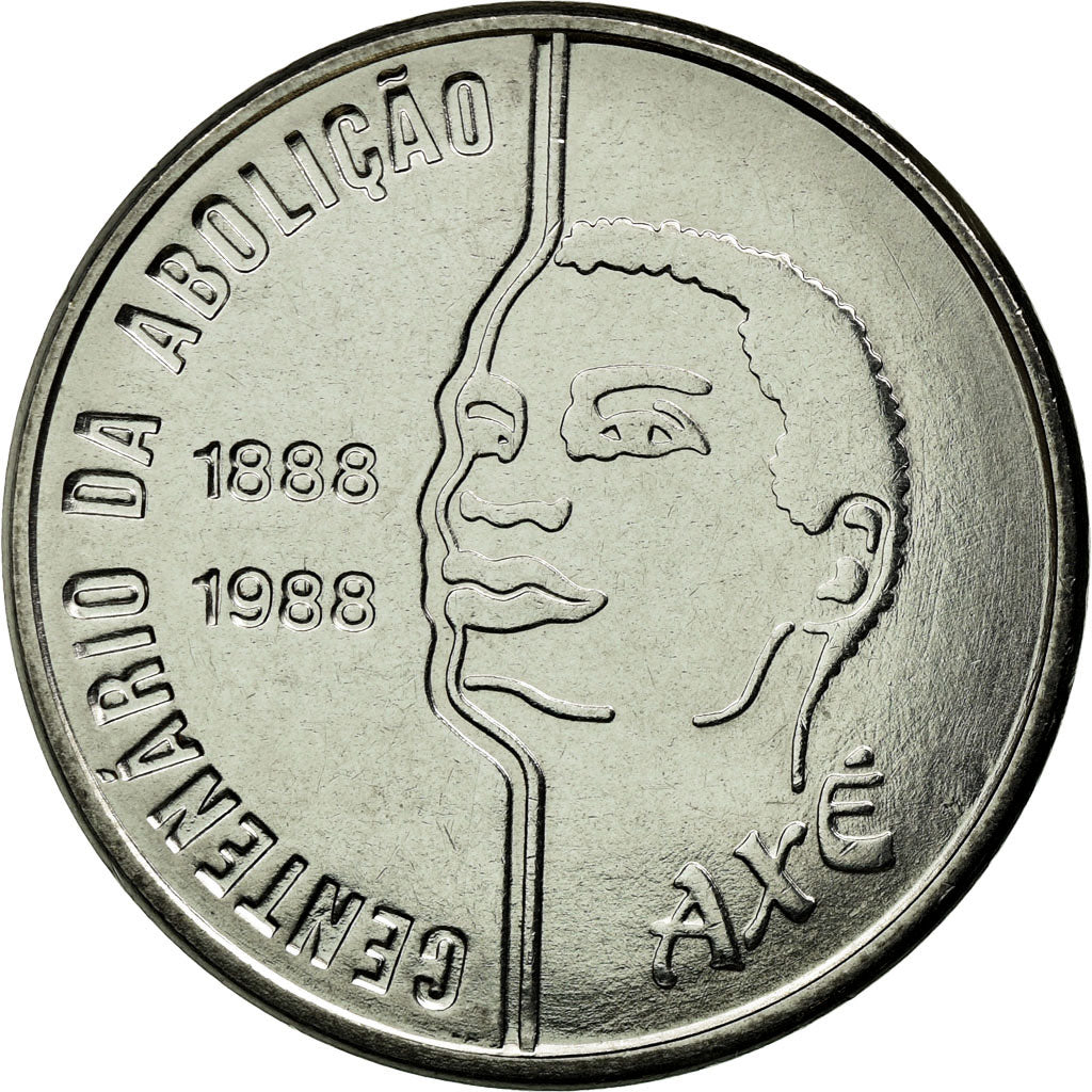 Moeda, Brasil, Abolition of Slavery Centennial - Male, 100 Cruzados, 1988