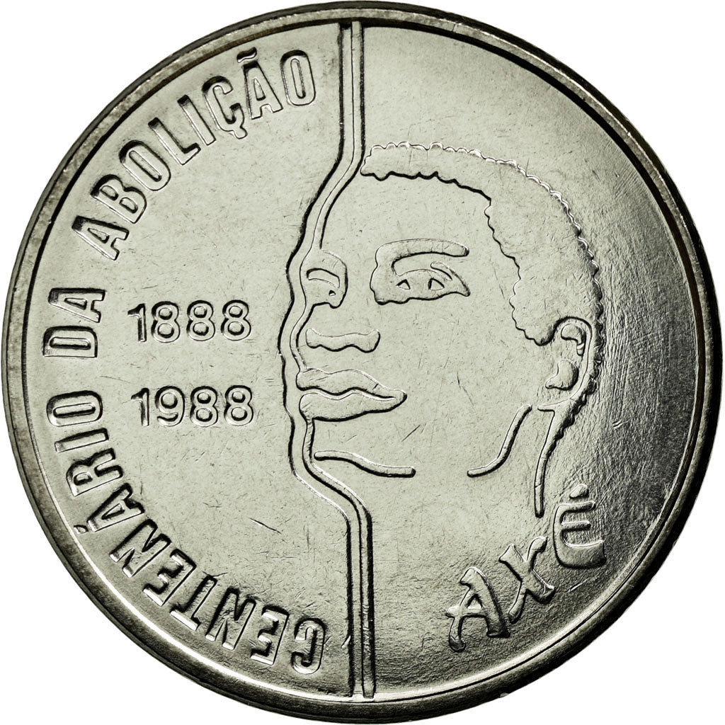 Monnaie, Brésil, Abolition of Slavery Centennial - Male, 100 Cruzados, 1988