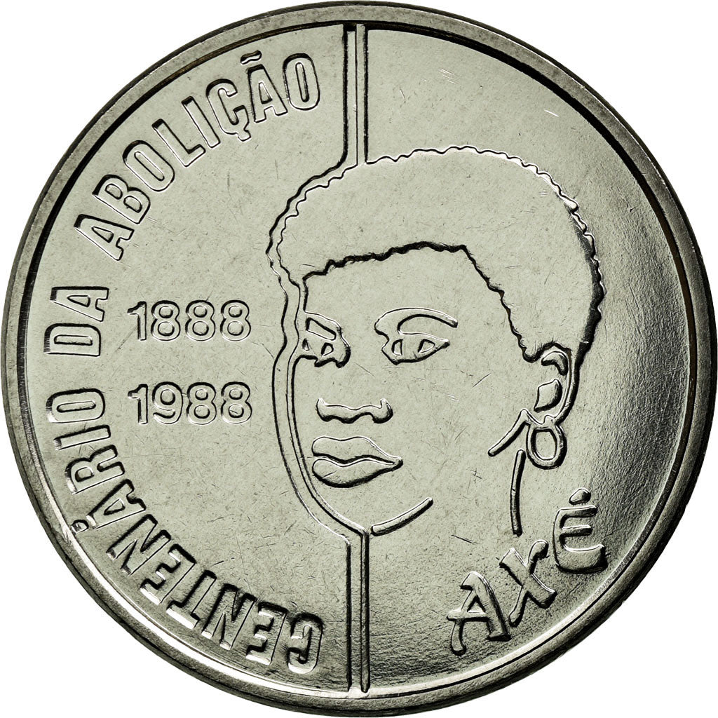 Munten, Brazilië, Abolition of Slavery Centennial - Female, 100 Cruzados, 1988