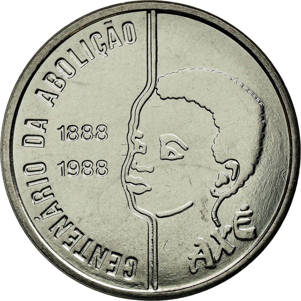 Coin, Brazil, Abolition of Slavery Centennial - Child, 100 Cruzados, 1988