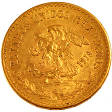 MEXICO, 20 Pesos, 1918, Mexico City, KM #478, AU(55-58), Gold, 27.5, 16.63