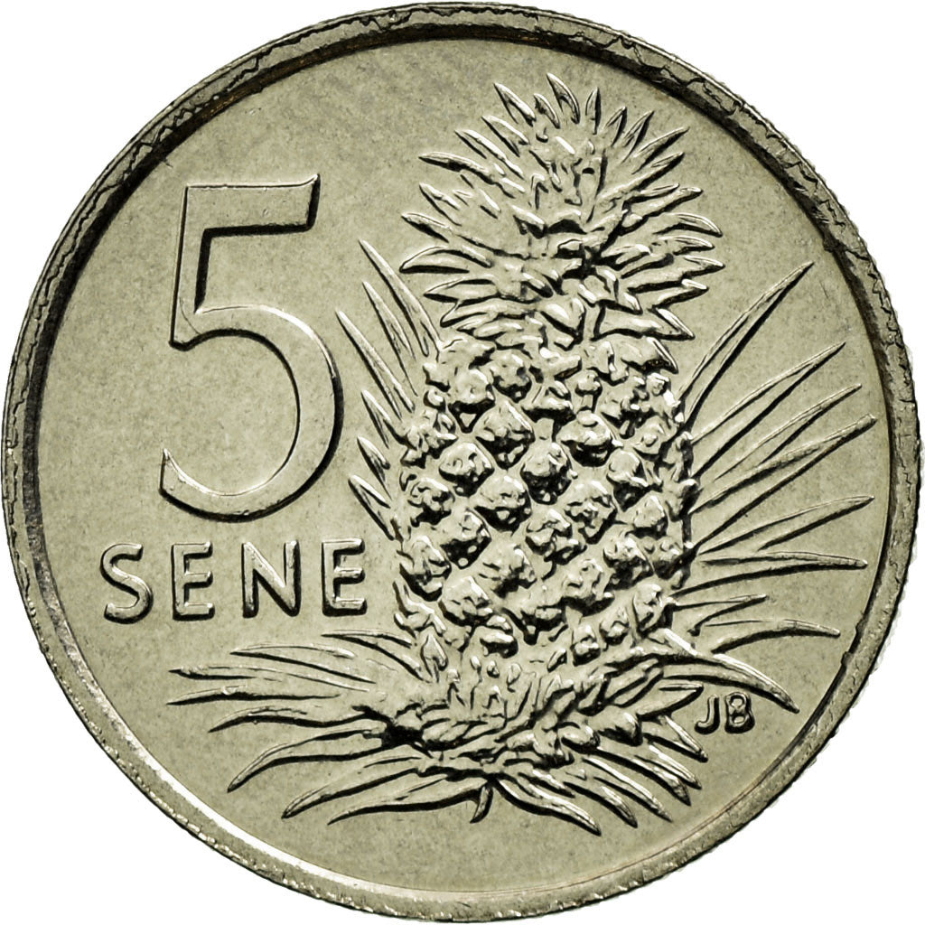Coin, Samoa, 5 Sene, 2002, AU(55-58), Copper-nickel, KM:131