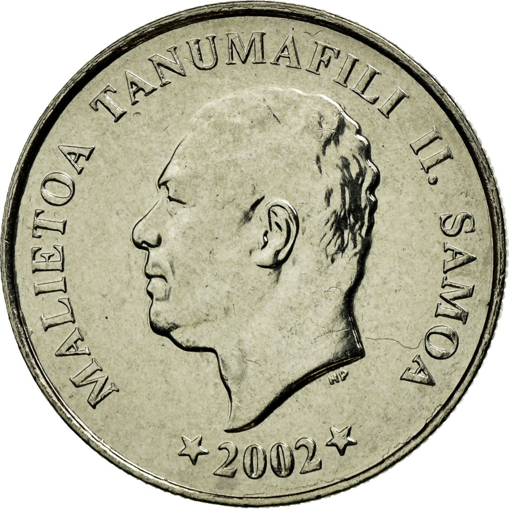 Coin, Samoa, 5 Sene, 2002, AU(55-58), Copper-nickel, KM:131