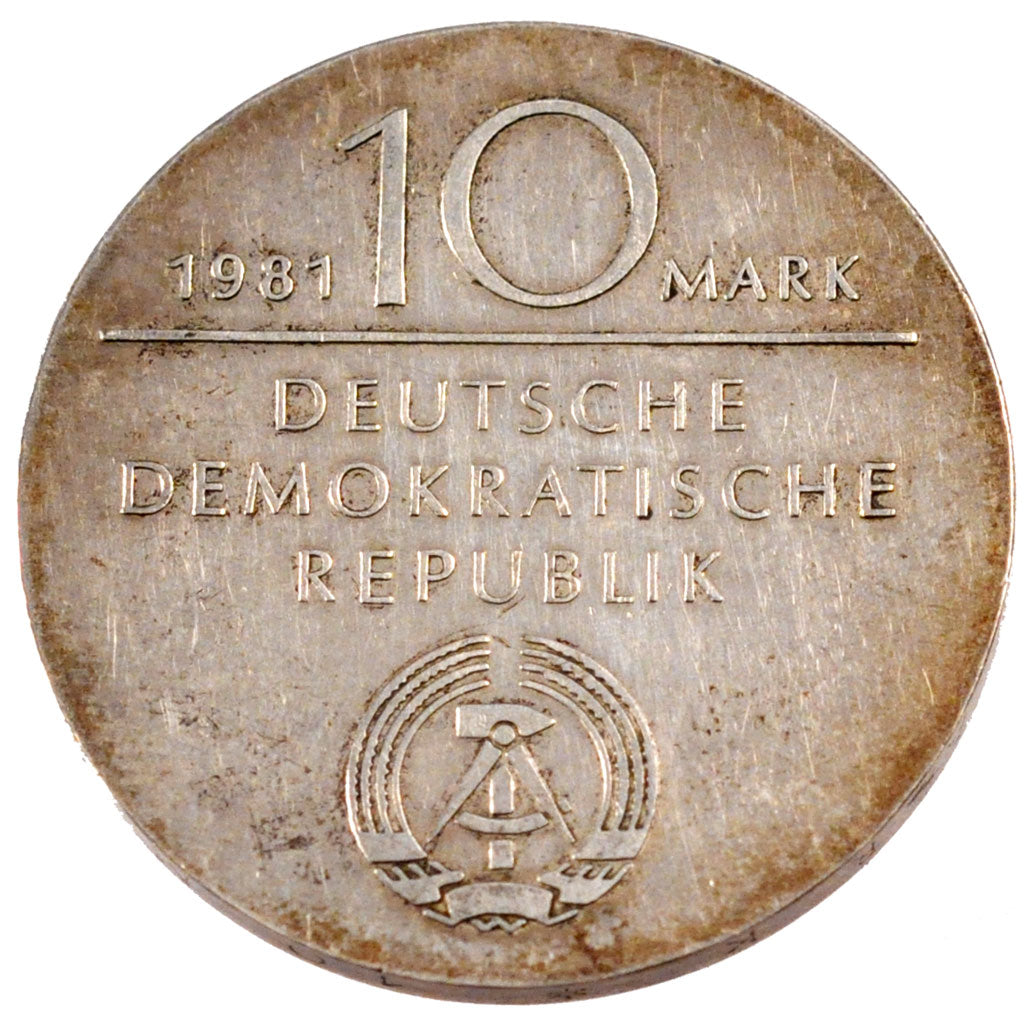 GERMAN-DEMOCRATIC REPUBLIC, 10 Mark, 1981, KM #81, AU(55-58), Silver, 31, 16.95