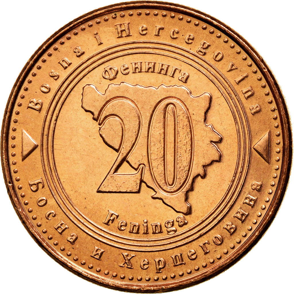 Moneda, Bosnia - Herzegovina, 20 Feninga, 2004, British Royal Mint, EBC, Cobre