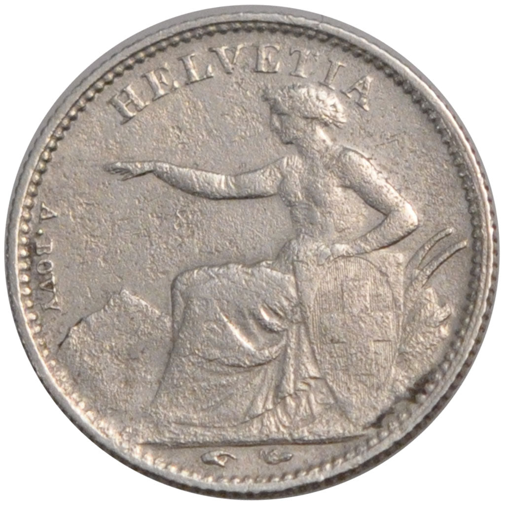 SWITZERLAND, 1/2 Franc, 1850, Paris, KM #8, EF(40-45), Silver, 2.45