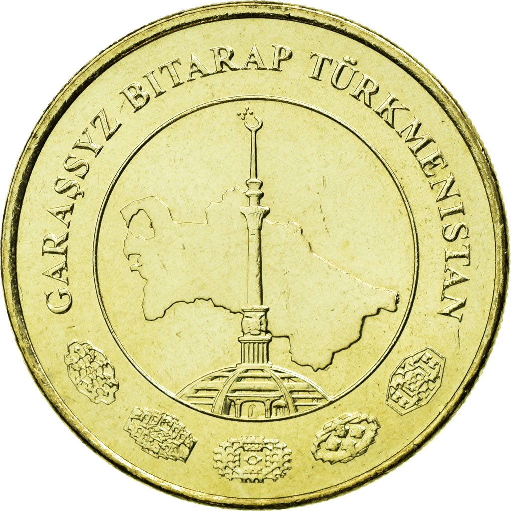 Coin, Turkmanistan, 50 Tenge, 2009, AU(55-58), Brass, KM:100