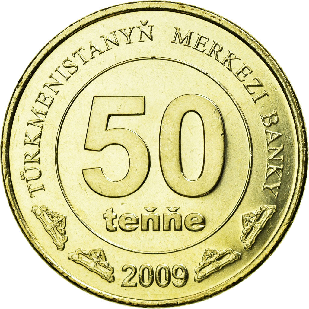 Monnaie, Turkmanistan, 50 Tenge, 2009, SUP, Laiton, KM:100