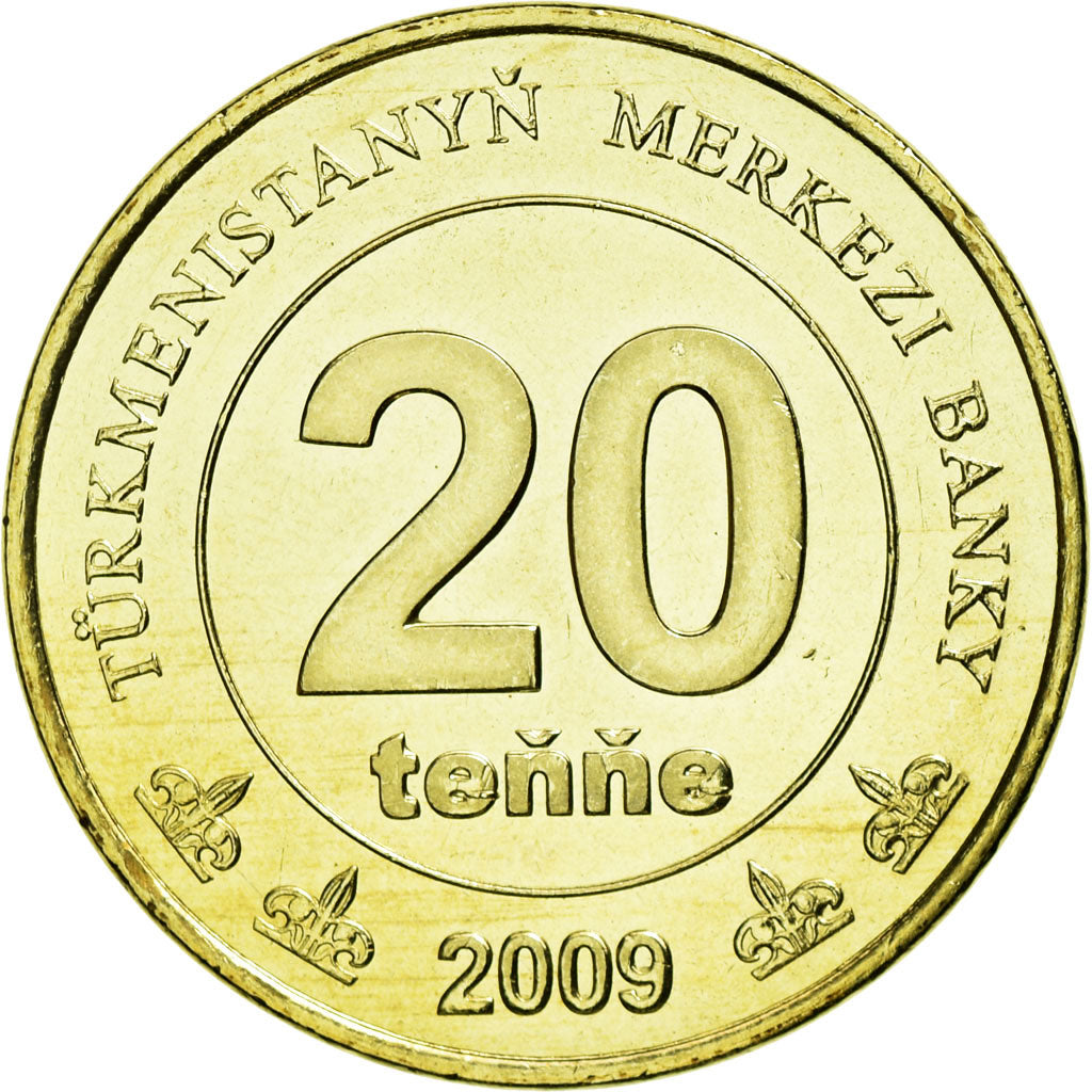 Monnaie, Turkmanistan, 20 Tenge, 2009, SUP, Laiton, KM:99