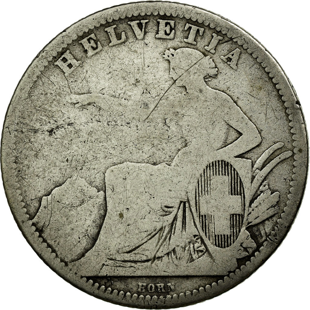 Coin, Switzerland, Franc, 1860, Bern, F(12-15), Silver, KM:9a