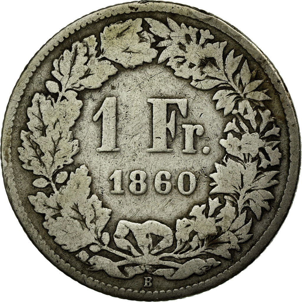Coin, Switzerland, Franc, 1860, Bern, F(12-15), Silver, KM:9a