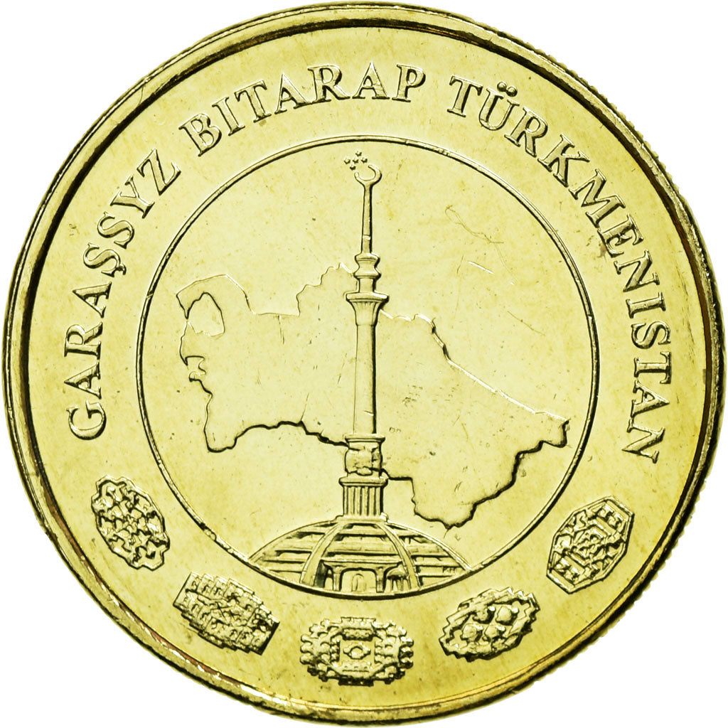 Coin, Turkmanistan, 10 Tenge, 2009, AU(55-58), Brass, KM:98