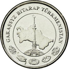 Coin, Turkmanistan, 2 Tenge, 2009, AU(55-58), Nickel plated steel, KM:96