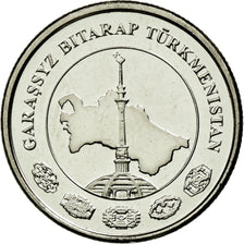 Moeda, Turquemenistão, 2 Tenge, 2009, AU(55-58), Aço Niquelado, KM:96