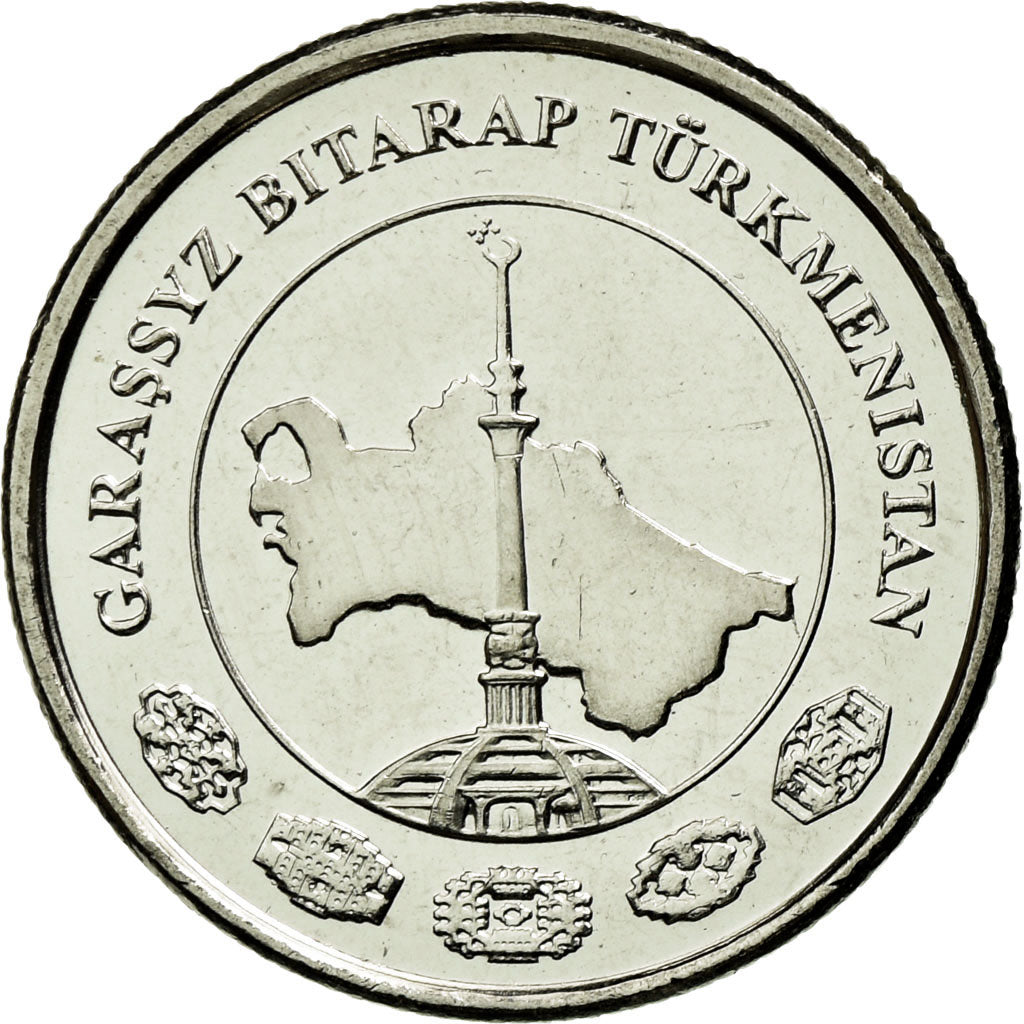 Moneta, Turkmenistan, 2 Tenge, 2009, SPL-, Acciaio placcato nichel, KM:96