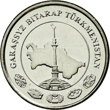 Moneta, Turkmenistan, 2 Tenge, 2009, SPL-, Acciaio placcato nichel, KM:96