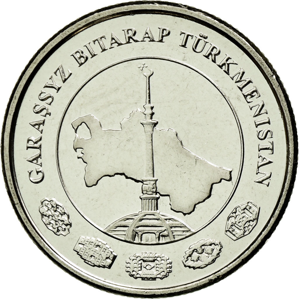 Moneta, Turkmenistan, 2 Tenge, 2009, SPL-, Acciaio placcato nichel, KM:96