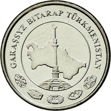 Moneta, Turkmenistan, 2 Tenge, 2009, SPL-, Acciaio placcato nichel, KM:96
