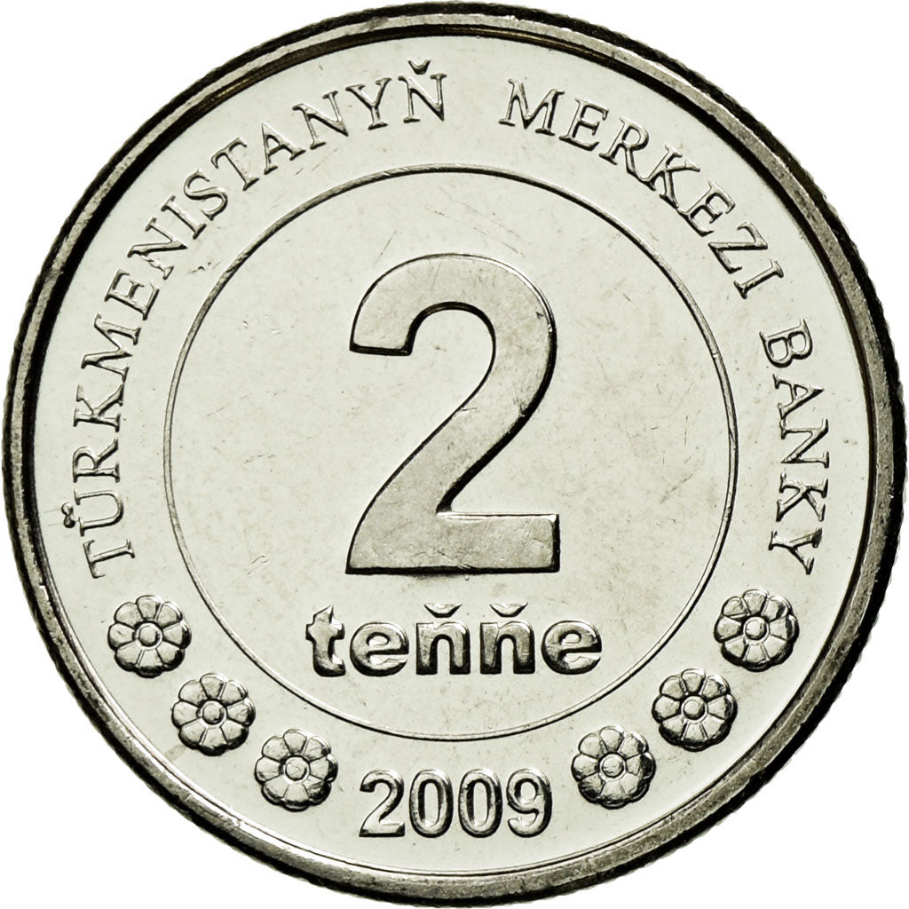 Moneta, Turkmenistan, 2 Tenge, 2009, SPL-, Acciaio placcato nichel, KM:96