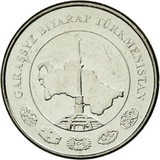 Coin, Turkmanistan, Tenge, 2009, AU(55-58), Nickel plated steel, KM:95