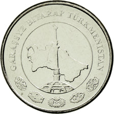 Moeda, Turquemenistão, Tenge, 2009, AU(55-58), Aço Niquelado, KM:95