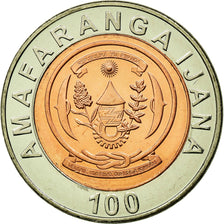 Coin, Rwanda, 100 Francs, 2007, British Royal Mint, AU(50-53), Bi-Metallic