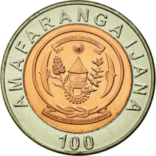 Coin, Rwanda, 100 Francs, 2007, British Royal Mint, AU(50-53), Bi-Metallic