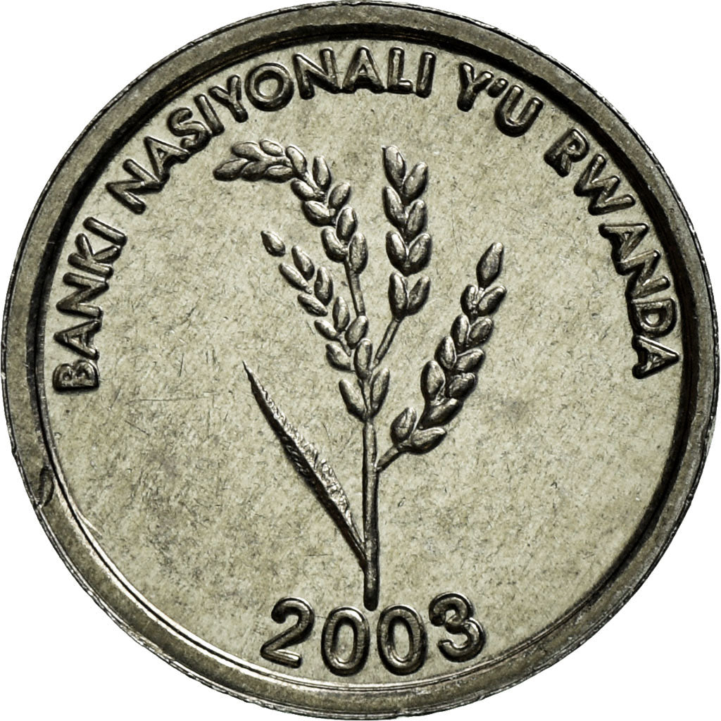 Coin, Rwanda, Franc, 2003, AU(55-58), Aluminum, KM:22