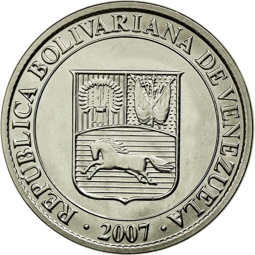 Coin, Venezuela, 12-1/2 Centimos, 2007, Maracay, MS(63), Nickel plated steel