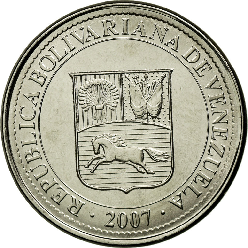 Moeda, Venezuela, 50 Centimos, 2007, Maracay, MS(63), Aço Niquelado, KM:92