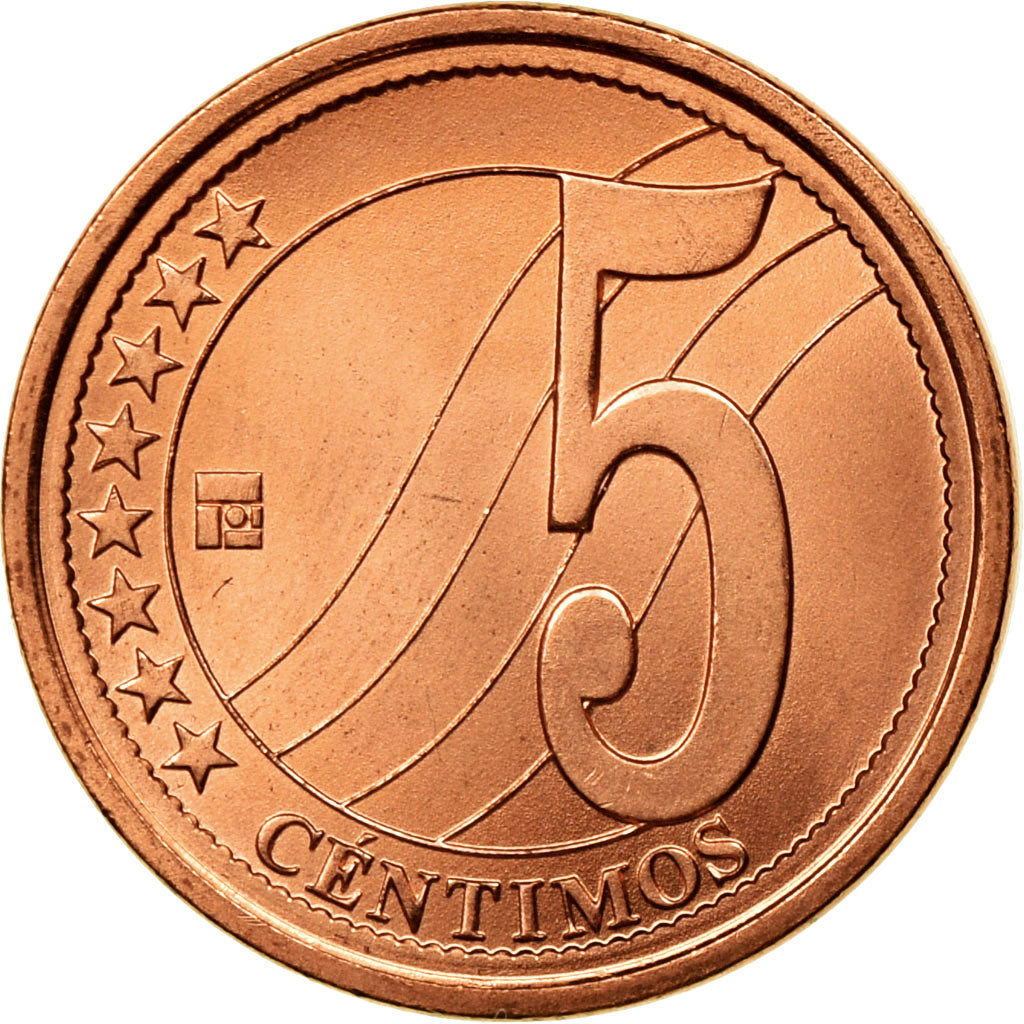 Moneta, Venezuela, 5 Centimos, 2007, Maracay, AU(55-58), Miedź platerowana