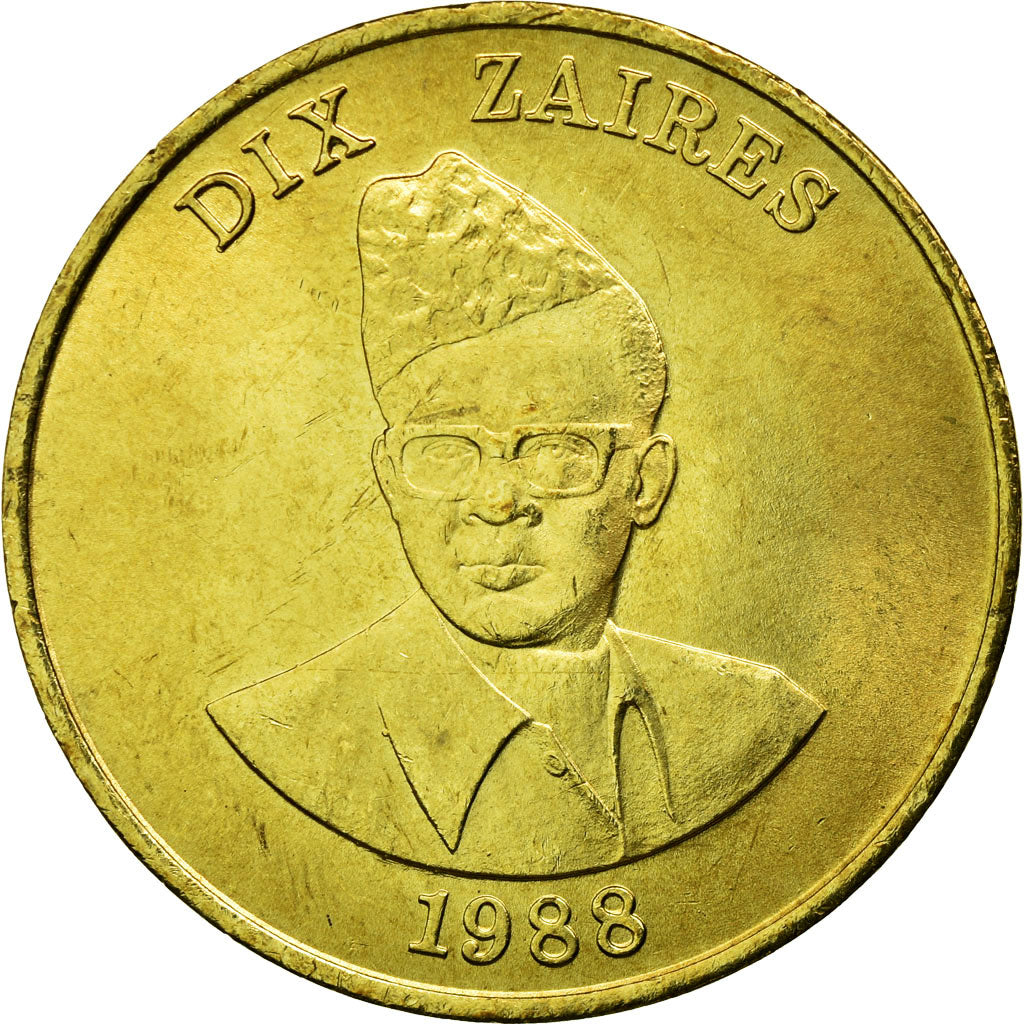 Monnaie, Zaïre, 10 Zaïres, 1988, TTB, Laiton, KM:19