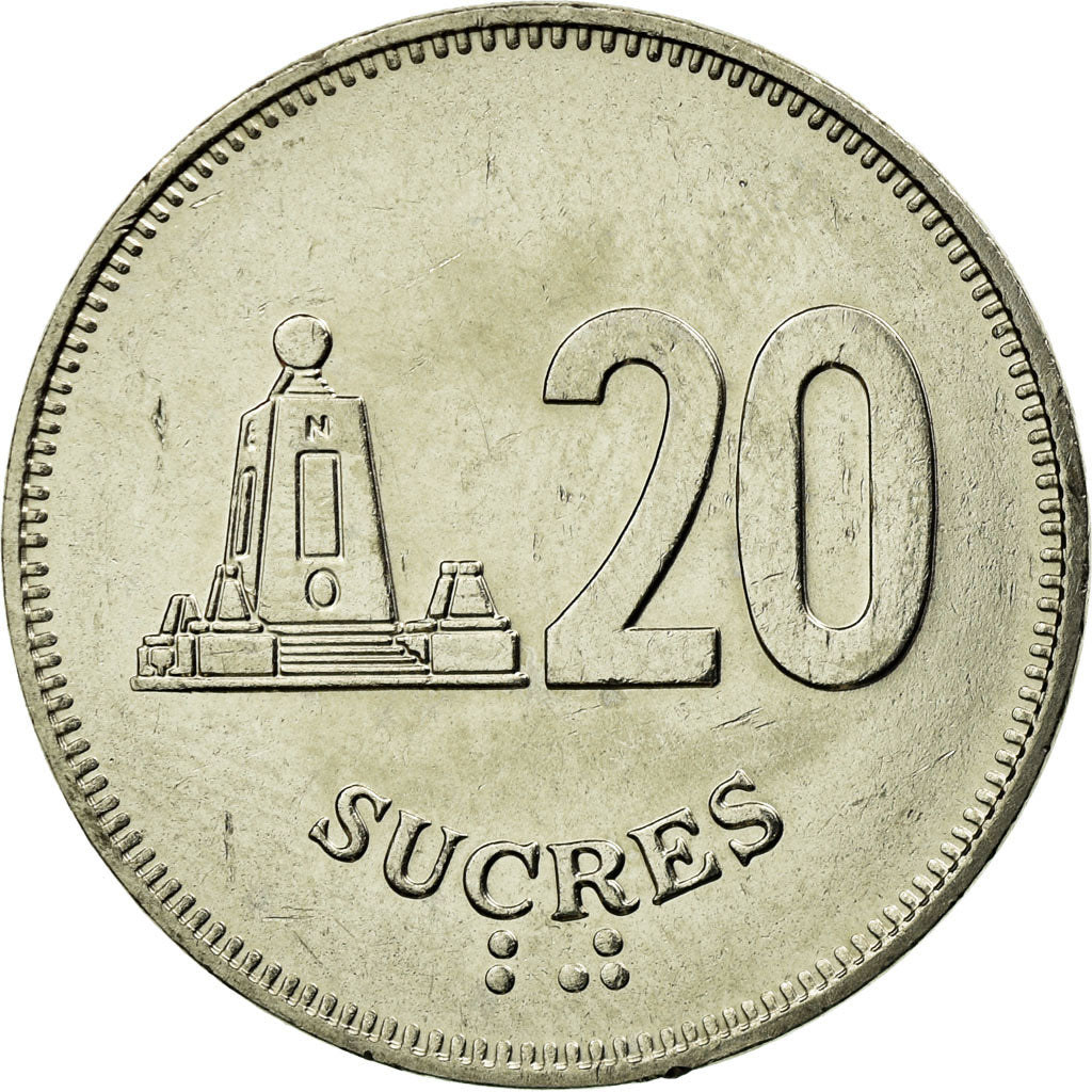 Monnaie, Équateur, 20 Sucres, 1991, TTB, Nickel Clad Steel, KM:94.2