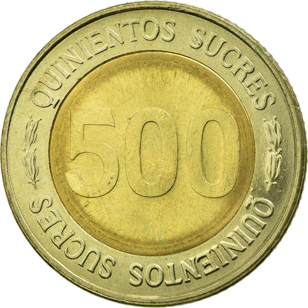 Moeda, Equador, 70th Anniversary - Central Bank	1997, 500 Sucres, 1997