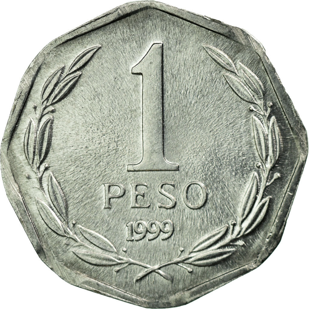Coin, Chile, Peso, 1999, Santiago, AU(50-53), Aluminum, KM:231