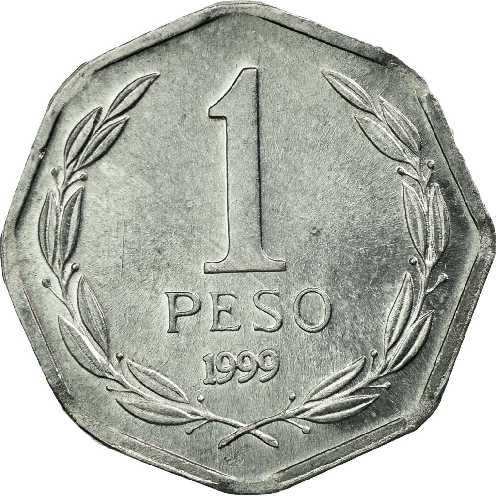 Coin, Chile, Peso, 1999, Santiago, AU(50-53), Aluminum, KM:231