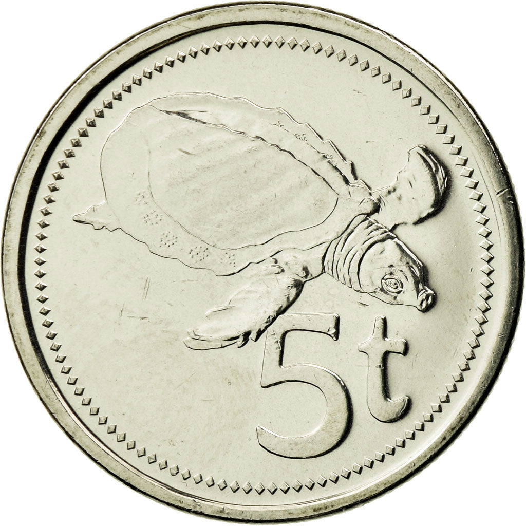 Münze, Papua New Guinea, 5 Toea, 2005, UNZ, Nickel plated steel, KM:3a