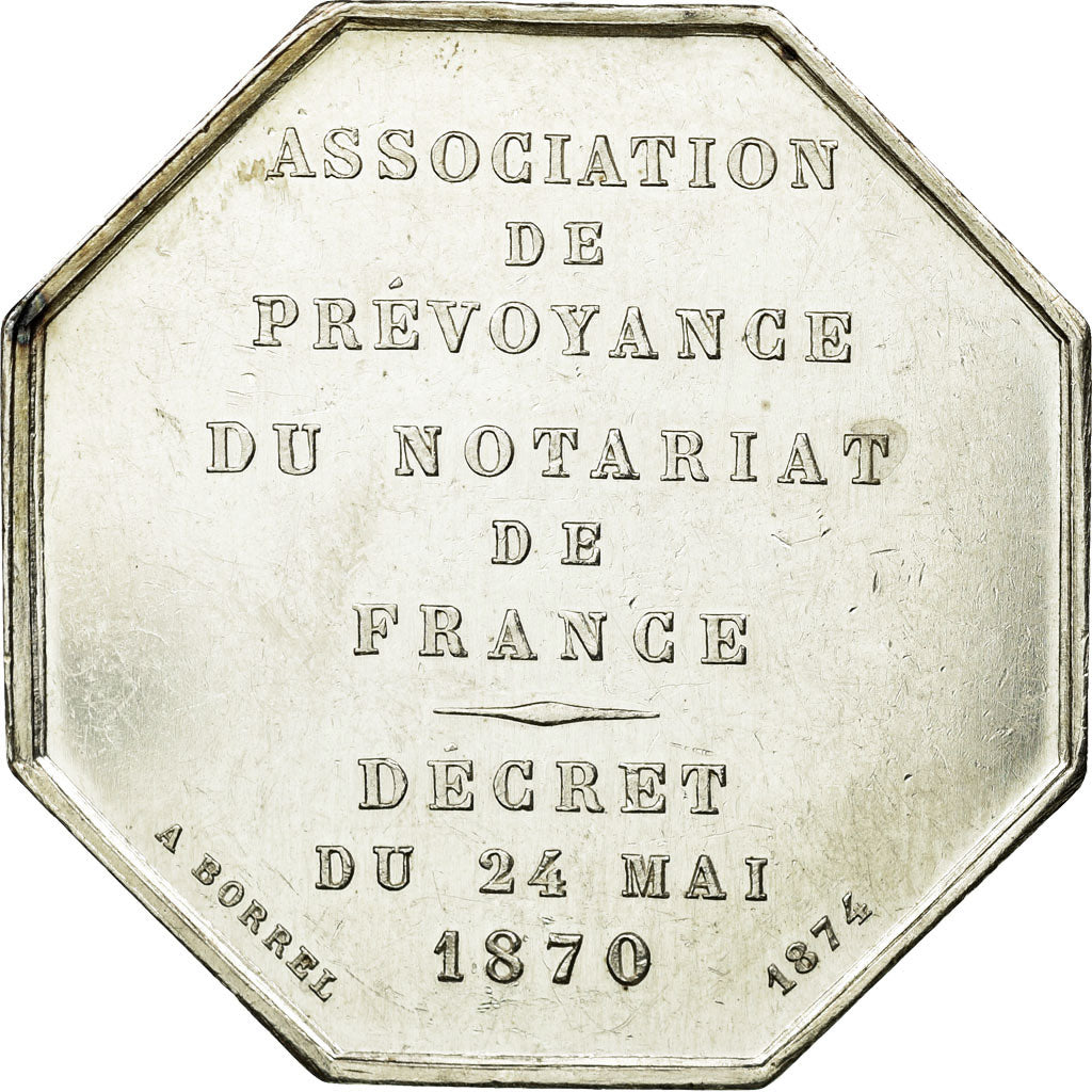 France, Token, Notary, 1874, MS(60-62), Silver, Lerouge:451