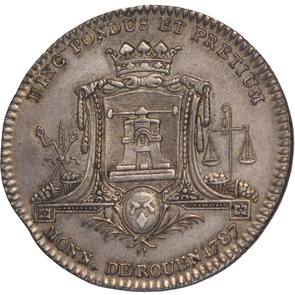 France, Royal, Token, 1787, AU(55-58), Duvivier, Silver, Feuardent #6281, 8.59