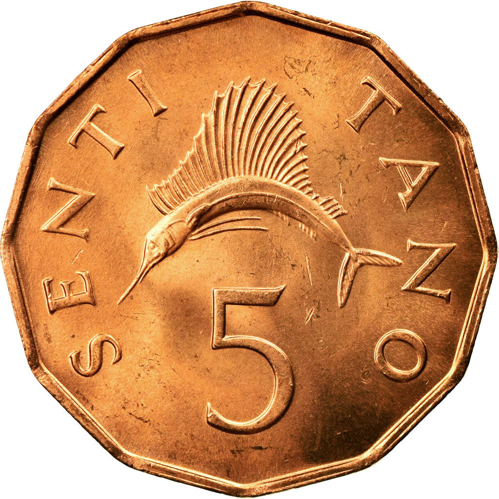 Coin, Tanzania, 5 Senti, 1976, AU(55-58), Bronze, KM:1
