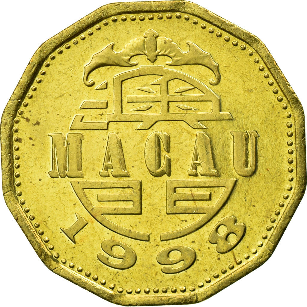 Coin, Macau, 20 Avos, 1998, British Royal Mint, EF(40-45), Brass, KM:71