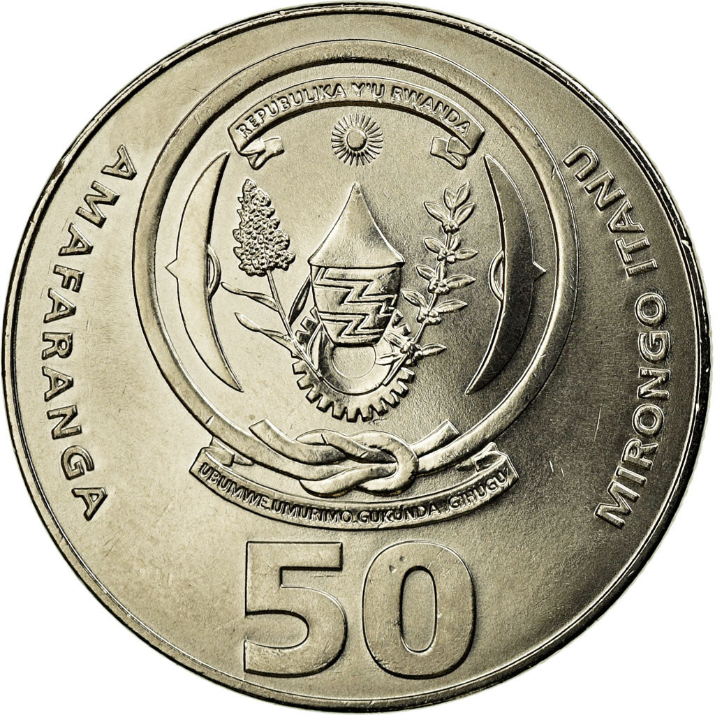 Münze, Ruanda, 50 Francs, 2003, Paris, VZ, Nickel plated steel, KM:26
