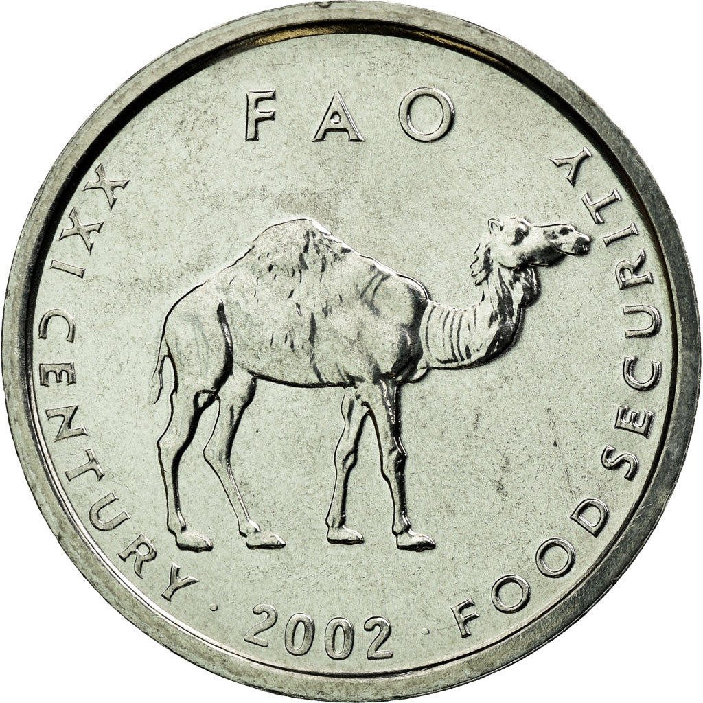 Coin, Somalia, 10 Shillings / Scellini, 2002, MS(63), Aluminum, KM:46