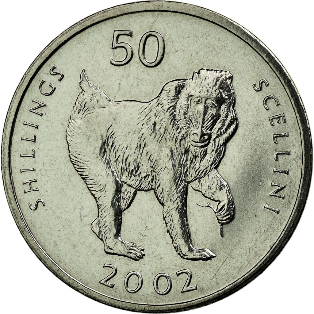 Coin, Somalia, 50 Shillings, 2002, AU(55-58), Nickel Clad Steel, KM:111